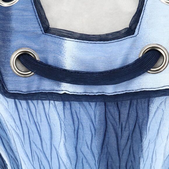 Alberto Makali Top Womens Small Blue Crinkle Fabric Stretch Blouse Sleeveless - Picture 8 of 12